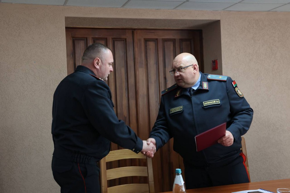 Назначение Сергея Павлюковича на должность начальника Московского РОВД Бреста. Фото: УВД Брестского облисполкома