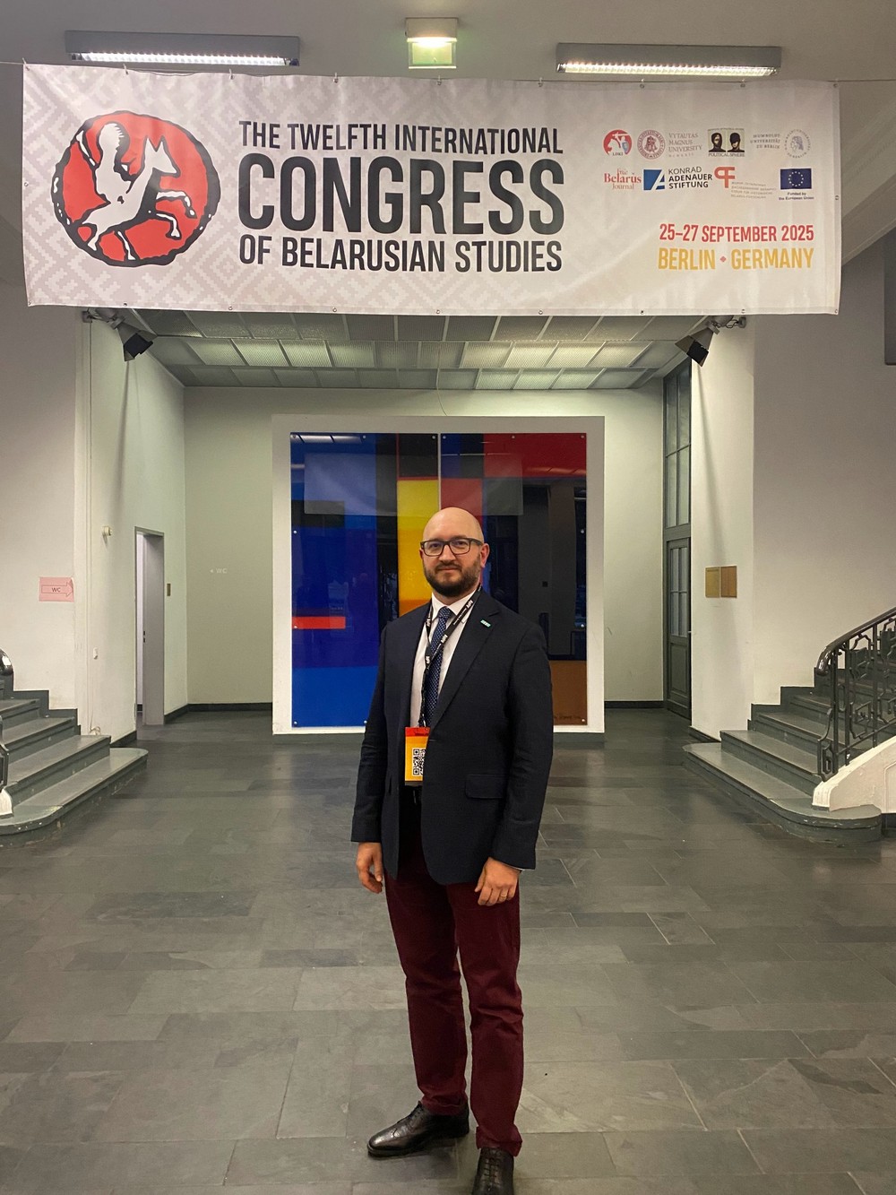 Алесь Чайчыц на Міжнародным кангрэсе даследчыкаў Беларусі ў Берліне. Фота з яго старонкі ў Facebook