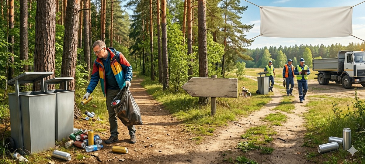 Брестчанин убирает мусор вместо коммунальщиков. Изображение сгенерировано в Google Nano Banana 2